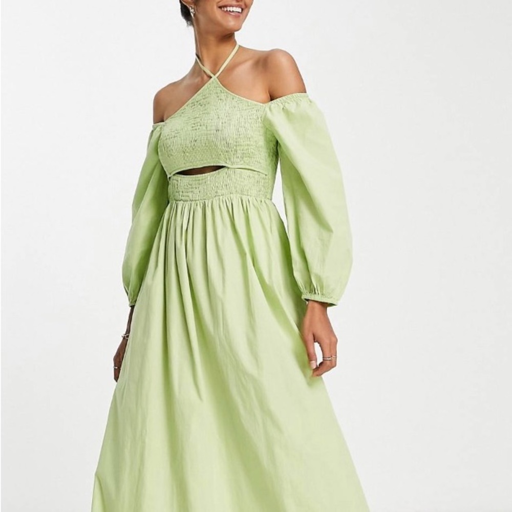 Vila long maxi cut out shoulder dress